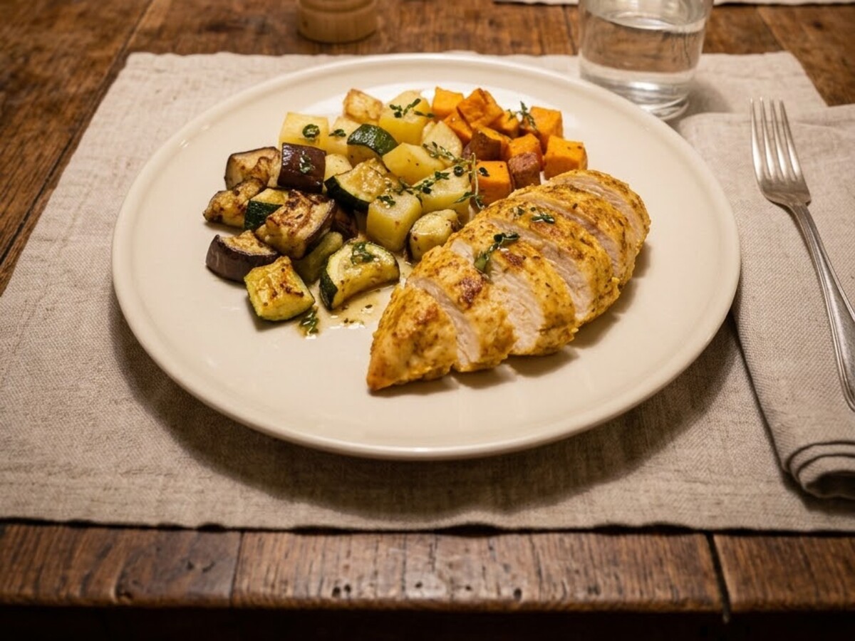 Hähnchenbrustfilet mit Ofengemüse